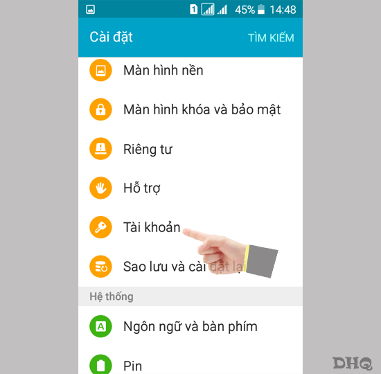 Chọn tài khoản